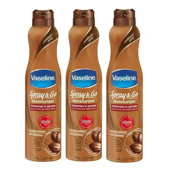 Vaseline Spray & Go Moisturizer, Cocoa Radiant, 6.5 oz (Cocoa 3 Pack)