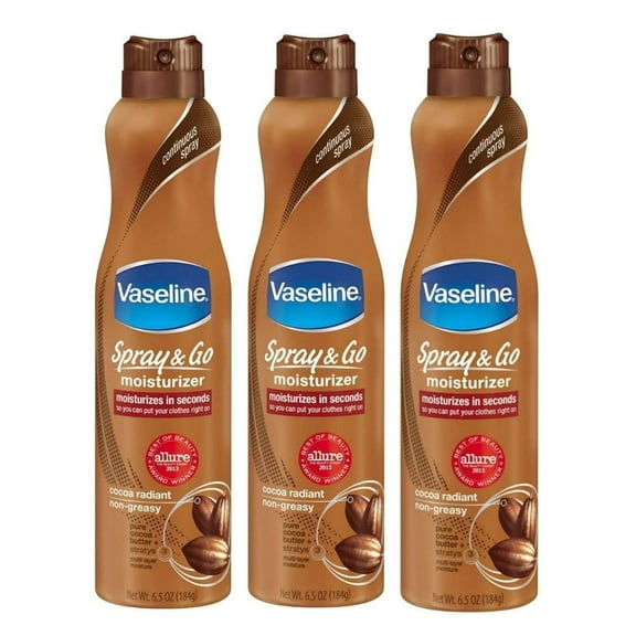 Vaseline Spray & Go Moisturizer, Cocoa Radiant, 6.5 oz (Cocoa 3 Pack)