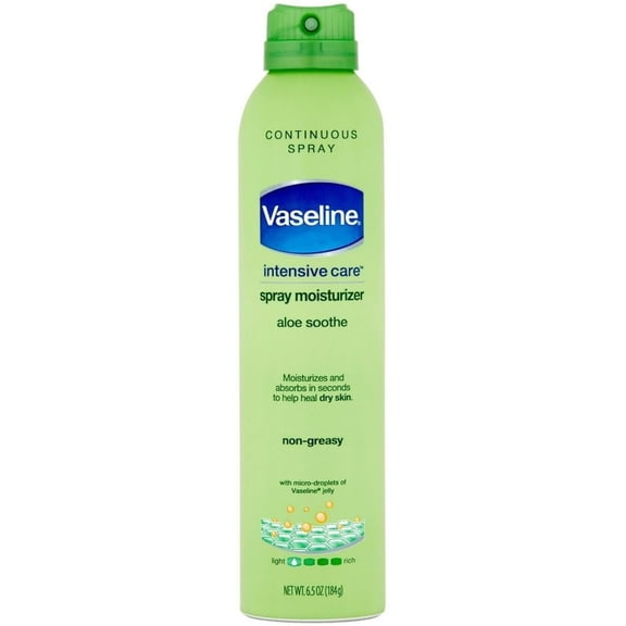 Vaseline Spray and Go Moisturizer, Aloe Soothe, 6.5 Ounce, 2 Pack
