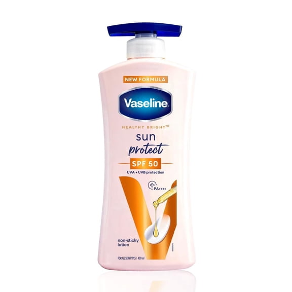 Vaseline Sun Protection Fast Absorbing Formula Niacinamide Vitamin C & E Reduces Tan Lines Sunscreen Lotion with Niacinamide Vitamin C & E, SPF 50, 400ml