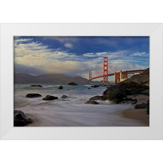 Vasenev, Evgeny 18x13 White Modern Wood Framed Museum Art Print Titled - Golden Gate Bridge