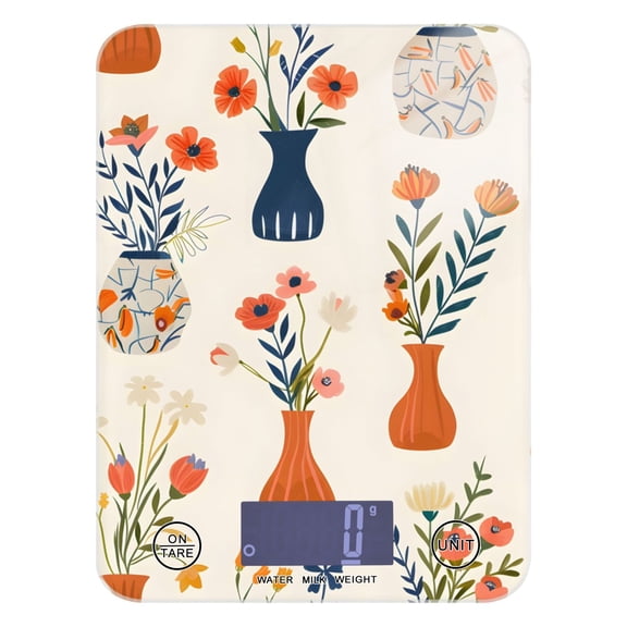 Vases Flowers Food Scale Digital Kitchen Scale Waterproof Tempered Glass Tare Function 11 lb for Baking Cooking Meal Prep