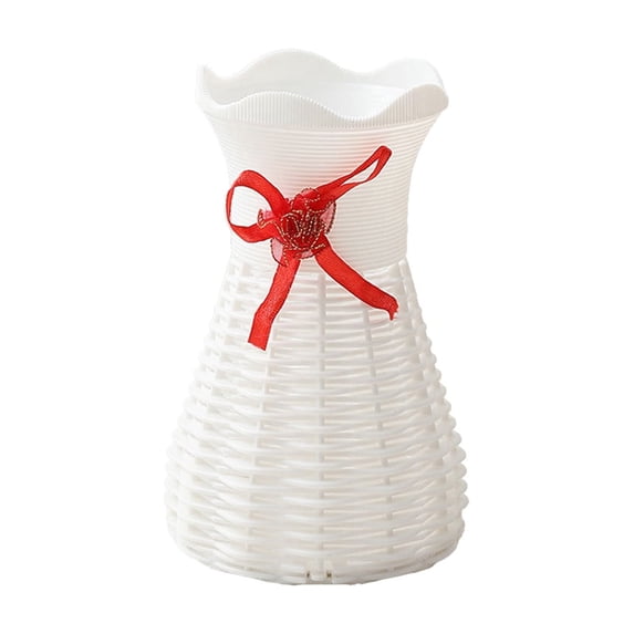 Vases Home Decor Uniquely Shaped Faux Weave Plastic Vase 6.3 Inches for Table Wedding Decoration Gift