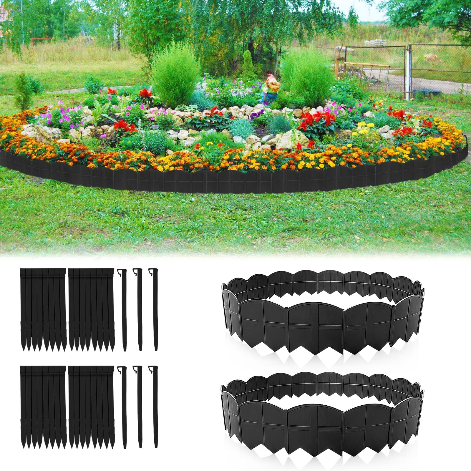 Vashly Garden Edging Border, DHF10 40pcs Garden Landscape Edging