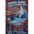 thumbnail image 1 of Vashon Island, Washington, Orca Whale Watching Vintage Sign (9x12 Wall Art Print, Home Decor), 1 of 3