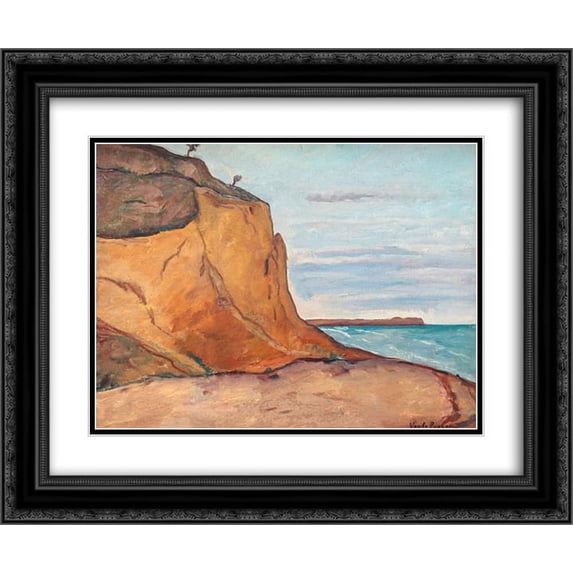 Vasile Popescu 2x Matted 24x20 Black Ornate Framed Art Print 'Balchik Cliffs'