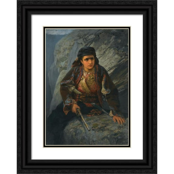 Vasily Dmitrievich Polenov 11x14 Black Ornate Wood Framed Double Matted Museum Art Print Titled: The Lookout (1876)