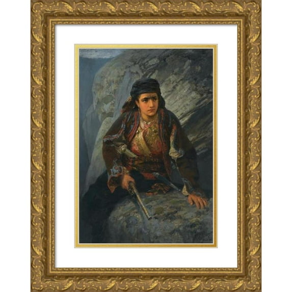 Vasily Dmitrievich Polenov 14x18 Gold Ornate Wood Frame and Double Matted Museum Art Print Titled - The Lookout (1876)