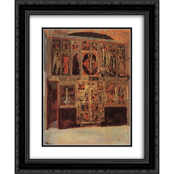 Vasily Polenov 2x Matted 20x24 Black Ornate Framed Art Print 'Cathedral of the Annunciation. The aisle of the Blessed Virgin Mary chapel.'
