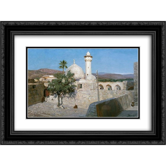 Vasily Polenov 2x Matted 24x18 Black Ornate Framed Art Print 'The mosque in Jenin'