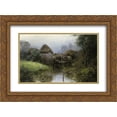 thumbnail image 1 of Vasily Polenov 2x Matted 24x18 Gold Ornate Framed Art Print 'Old mill', 1 of 2