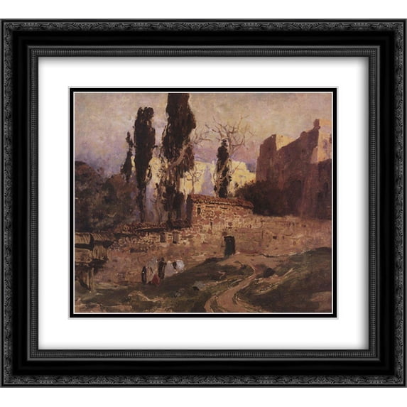 Vasily Polenov 2x Matted 24x20 Black Ornate Framed Art Print 'Constantinople'