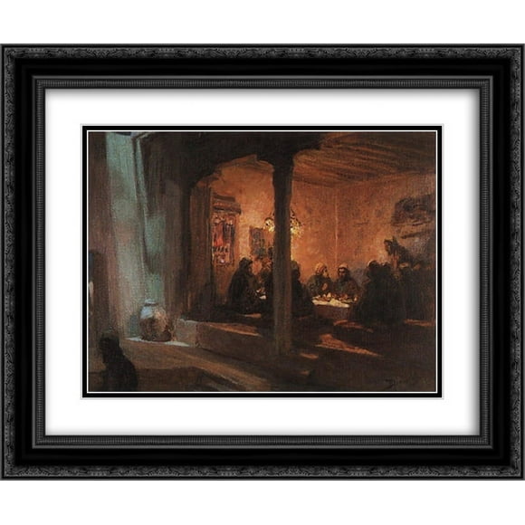 Vasily Polenov 2x Matted 24x20 Black Ornate Framed Art Print 'Lord's Supper'