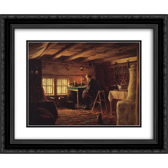 Vasily Polenov 2x Matted 24x20 Black Ornate Framed Art Print 'Room of commander of Ruschuksk detachment in Brestovets'