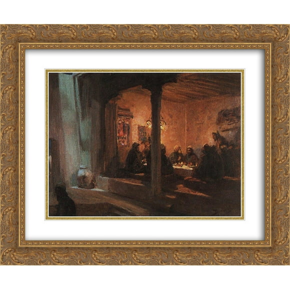 Vasily Polenov 2x Matted 24x20 Gold Ornate Framed Art Print 'Lord's Supper'