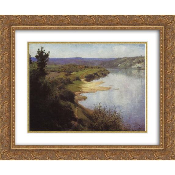 Vasily Polenov 2x Matted 24x20 Gold Ornate Framed Art Print 'View of Oka from the western riverbank'