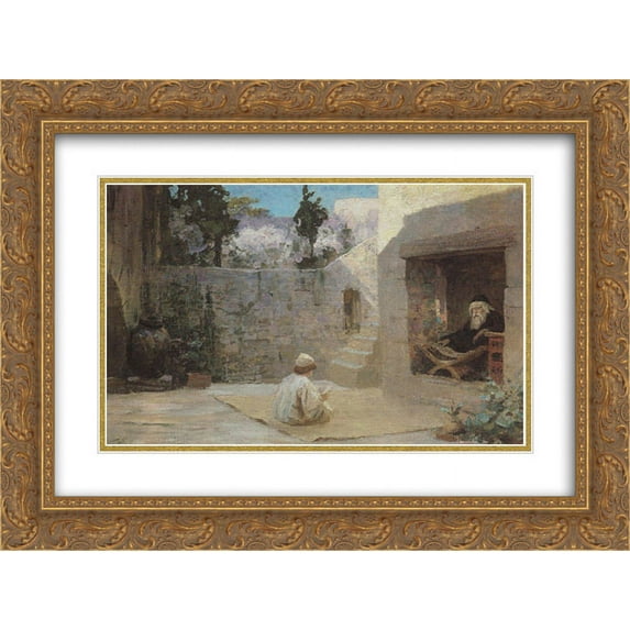 Vasily Polenov 2x Matted 24x20 Gold Ornate Framed Art Print 'Was filled with wisdom'