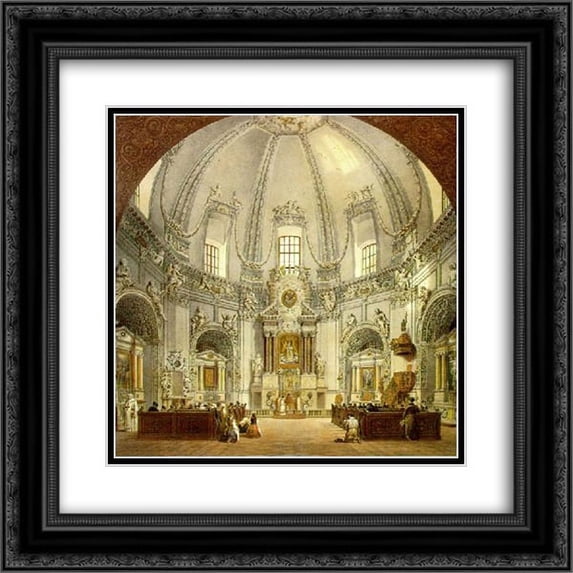 Vasily Sadovnikov 2x Matted 20x22 Black Ornate Framed Art Print 'Interior of Trinitarian Church in Vilnius, Lithuania'