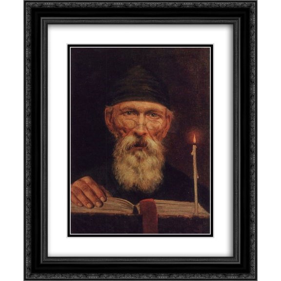 Vasily Tropinin 2x Matted 20x24 Black Ornate Framed Art Print 'Monk with candle'