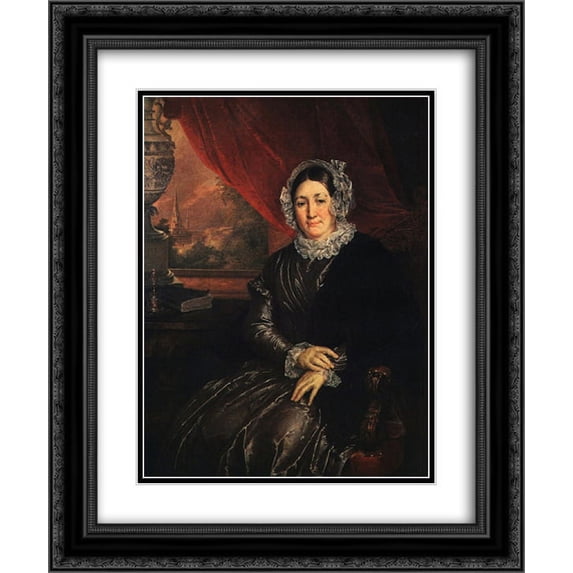 Vasily Tropinin 2x Matted 20x24 Black Ornate Framed Art Print 'Portrait of E. P. Protasyeva'