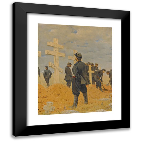 Vasily Vereshchagin 12x14 Black Modern Framed Museum Art Print Titled - The Fallen Heroes