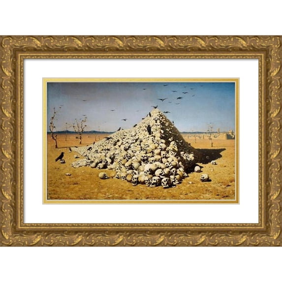 Vasily Vereshchagin 24x17 Gold Ornate Framed and Double Matted Museum Art Print Titled - The Apotheosis of War (1871)
