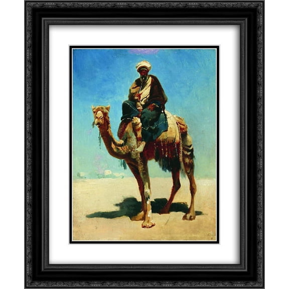 Vasily Vereshchagin 2x Matted 20x24 Black Ornate Framed Art Print 'Arab on camel'
