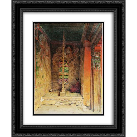 Vasily Vereshchagin 2x Matted 20x24 Black Ornate Framed Art Print 'Buddhist Prayer Machine'