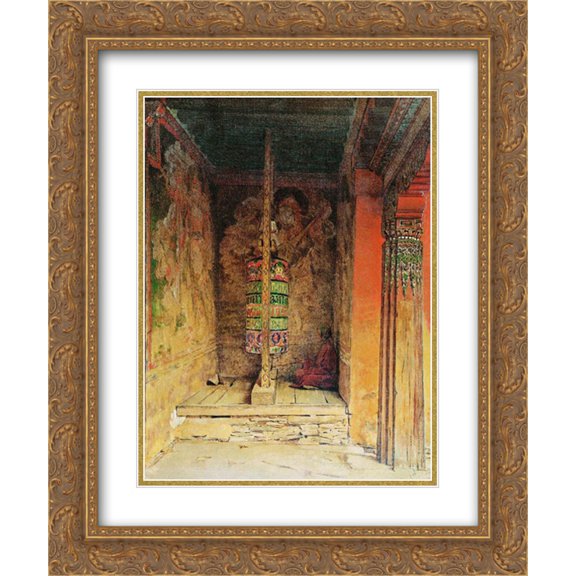 Vasily Vereshchagin 2x Matted 20x24 Gold Ornate Framed Art Print 'Buddhist Prayer Machine'