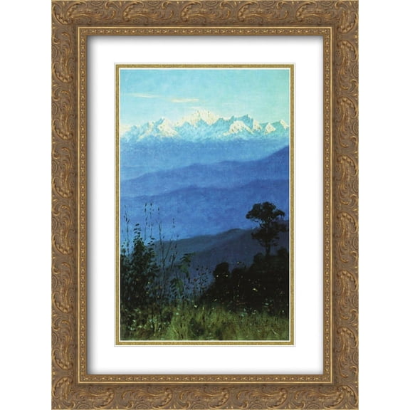 Vasily Vereshchagin 2x Matted 20x24 Gold Ornate Framed Art Print 'Himalayas in the evening'