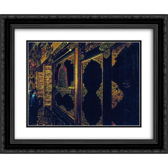 Vasily Vereshchagin 2x Matted 24x20 Black Ornate Framed Art Print 'Temple in Tokyo'