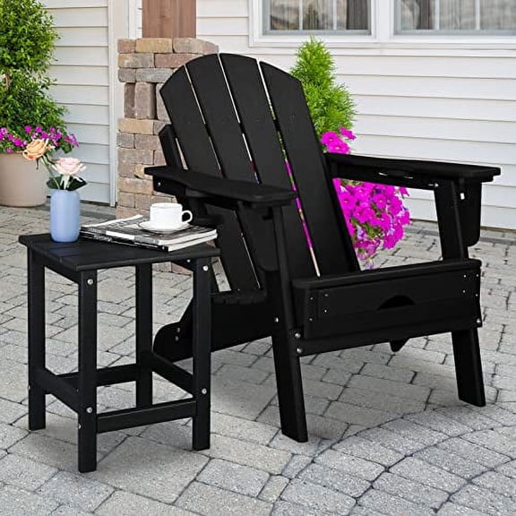 Vasitelan Outdoor Adirondack Square Side Table, Pool Composite Patio Table,HDPE End Tables for Backyard,Pool (White)