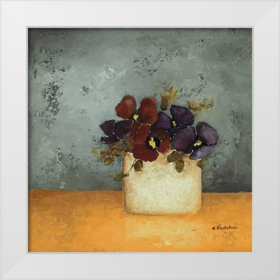 Vaskebova, Anouska 12x12 White Modern Wood Framed Museum Art Print Titled - Pansies II