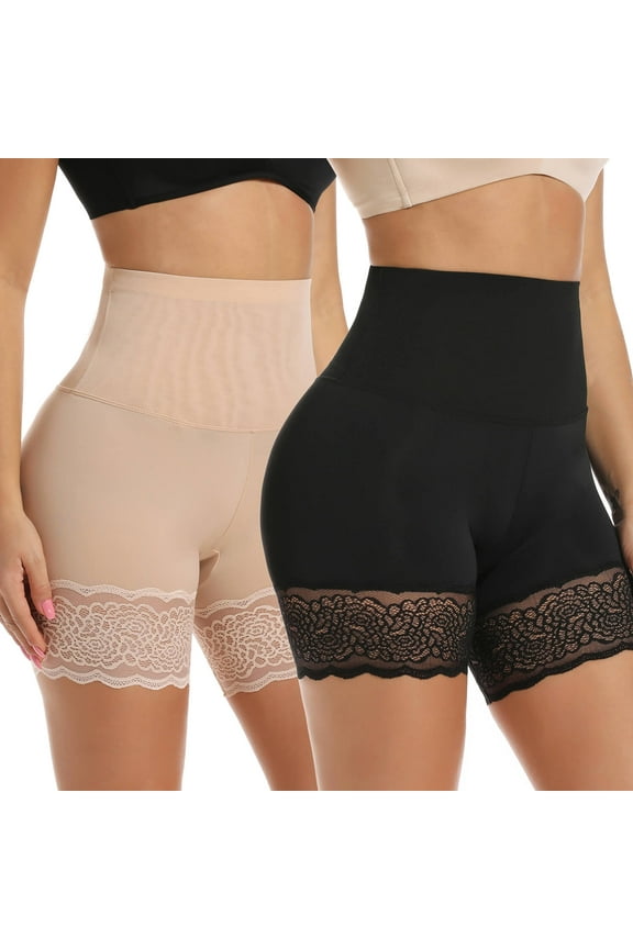 2 Packs High-Waisted Lace Slip Shorts: The Ultimate Shapewear for Comfortable and Confident Wear