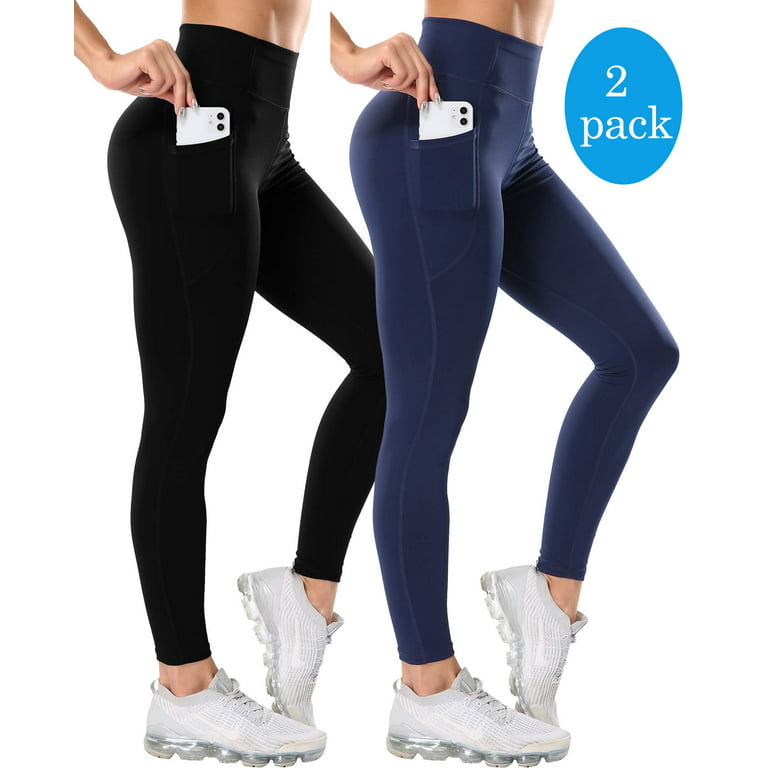 Vaslanda 2 Packs Women's Naked Feeling Workout Leggings - High Waisted Yoga  Pants with Side Pockets Athletic Running Tights 