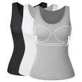 thumbnail image 1 of Vaslanda 3 Packs Vaslanda Summer Women's Slim-Fit Tank Tops with Built in Bra Scoop Neck Casual Sleeveless Shirts, 1 of 6