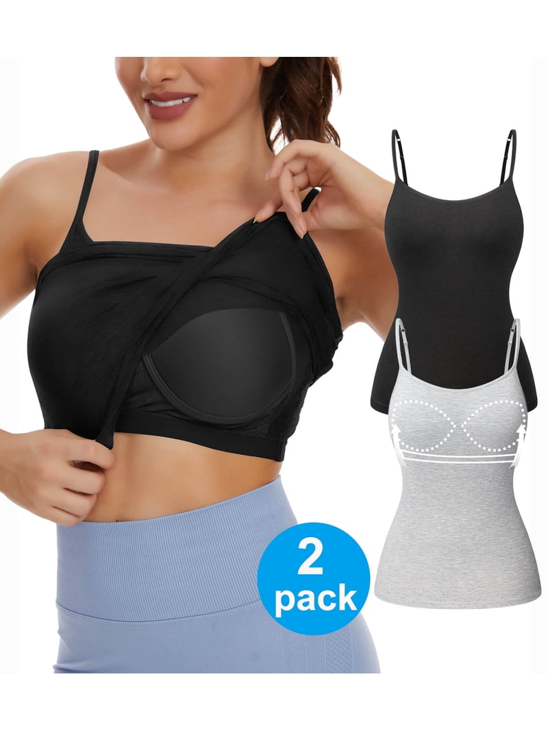 VASLANDA Women's Tank Tops with Built-in Bra, Scoop Neck