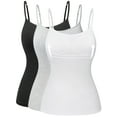 thumbnail image 1 of Vaslanda 3 Packs Camisole Tops for Women with Built in Padded Bra Adjustable Spaghetti Strap Summer Tank Tops, 1 of 7