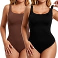 thumbnail image 1 of Vaslanda 2PCS Shapewear Bodysuit for Women Square Neck Tummy Control Tank Top Seamless Body Shaper, 1 of 7