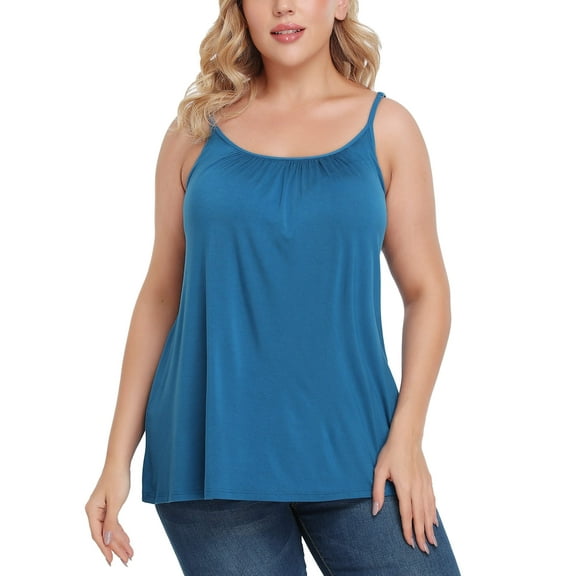 Vaslanda Camisoles for Women with Built in Bra Adjustable Strap Sleeveless Summer Tank Tops for Workout Sleeping Traveling