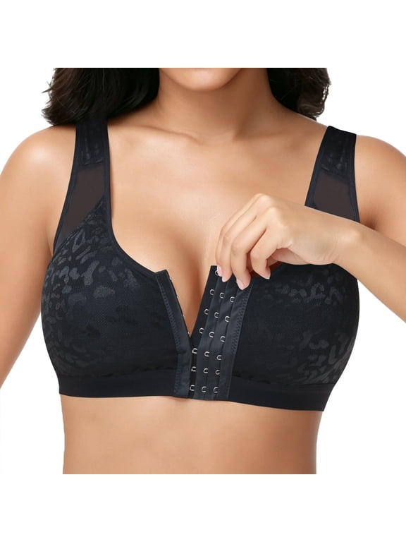Front Closure Compression Bra After Surgery with Detachable Breast Support Strap