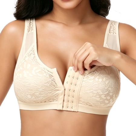 Vaslanda Front Closure Compression Bra After Surgery with Detachable Breast Support Strap