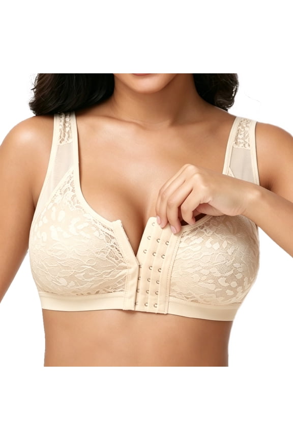 Front Closure Compression Bra After Surgery with Detachable Breast Support Strap