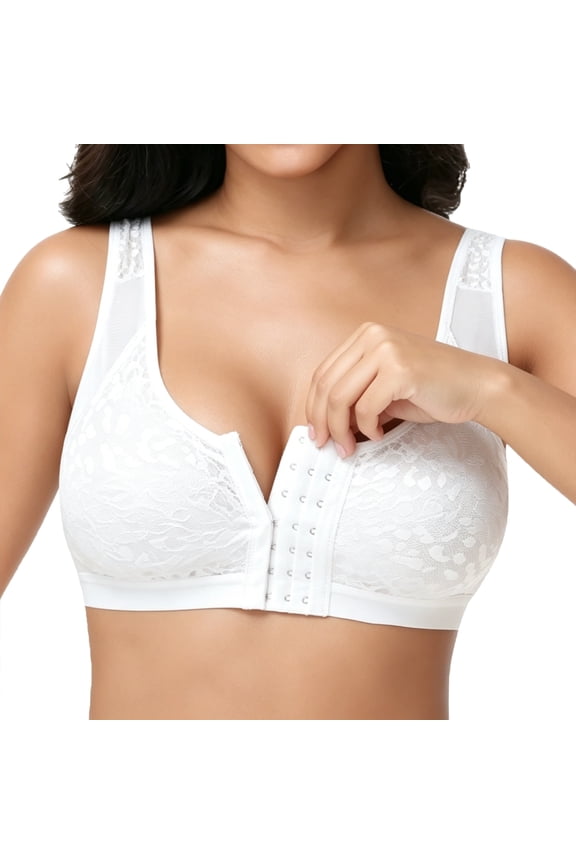 Front Closure Compression Bra After Surgery with Detachable Breast Support Strap