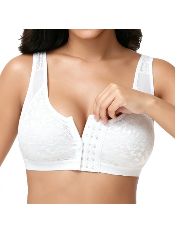 Front Closure Compression Bra After Surgery with Detachable Breast Support Strap