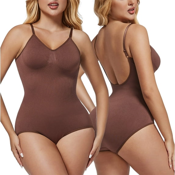 Vaslanda Low Back Bodysuit for Women Tummy Control Shapewear Shaping Body Shaper Tank Top