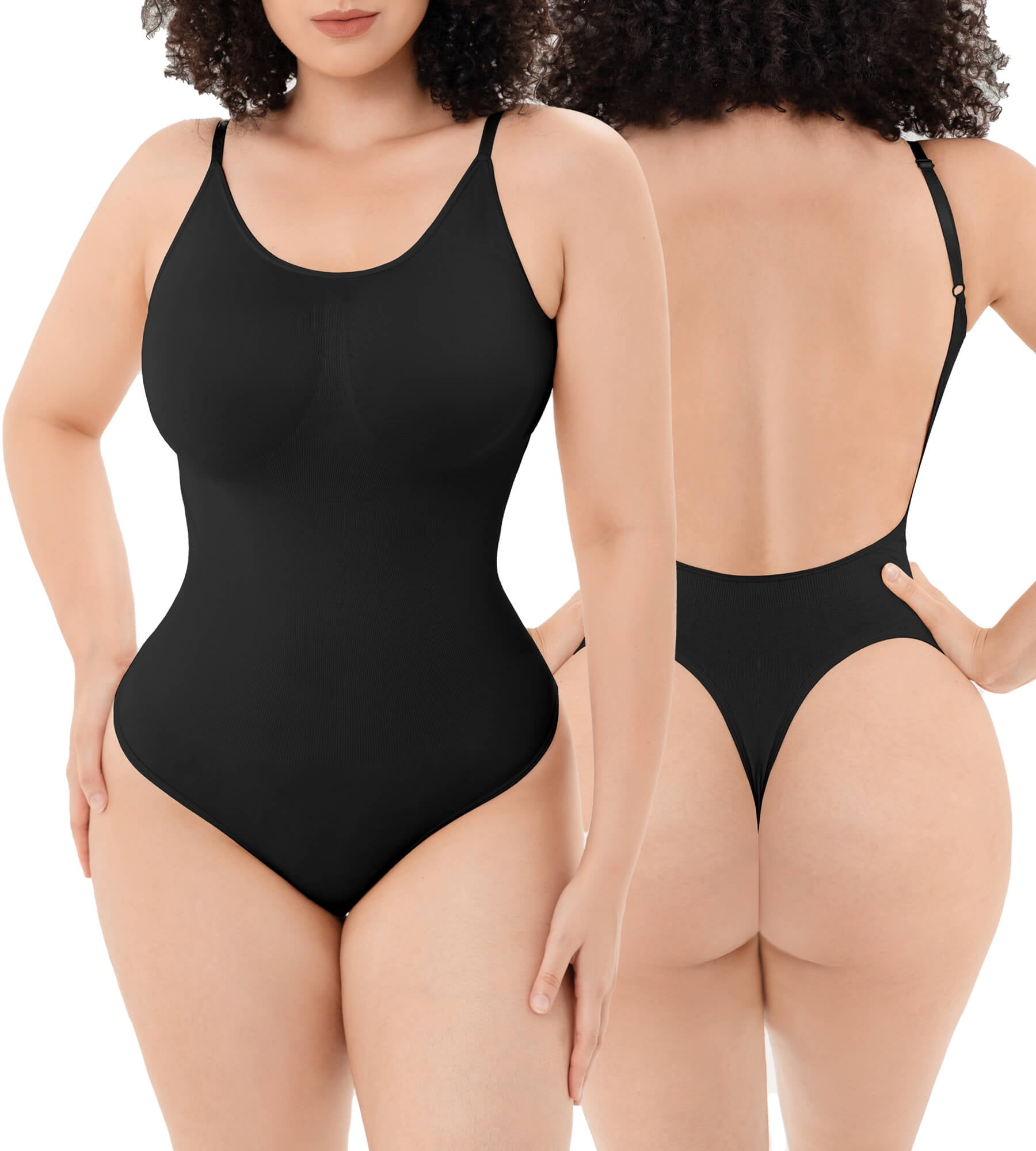 Irisnaya Women's Shapewear Lace Camisole Tank Tops Tummy Control  Compression Bodysuit Built in Bra Body Shaper Slimming V-neck Vest(Black  Small)