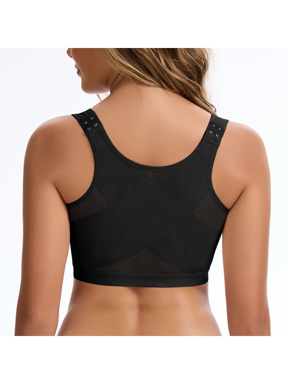 Front Closure Compression Bra for Women Post Surgery Recovery Support Bra with Adjustable Straps Breast Augmentation Mastectomy Bra