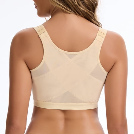 Vaslanda Front Closure Compression Bra for Women Post Surgery Recovery Support Bra with Adjustable Straps Breast Augmentation Mastectomy Bra