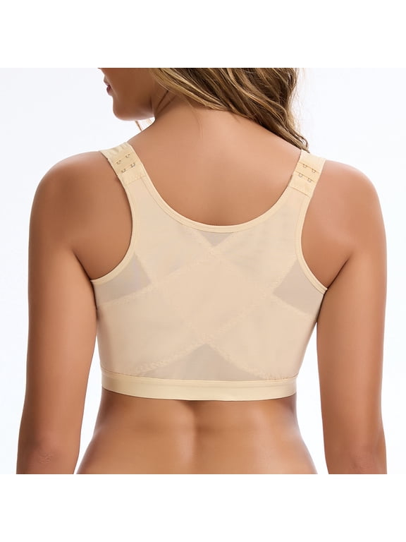 Front Closure Compression Bra for Women Post Surgery Recovery Support Bra with Adjustable Straps Breast Augmentation Mastectomy Bra